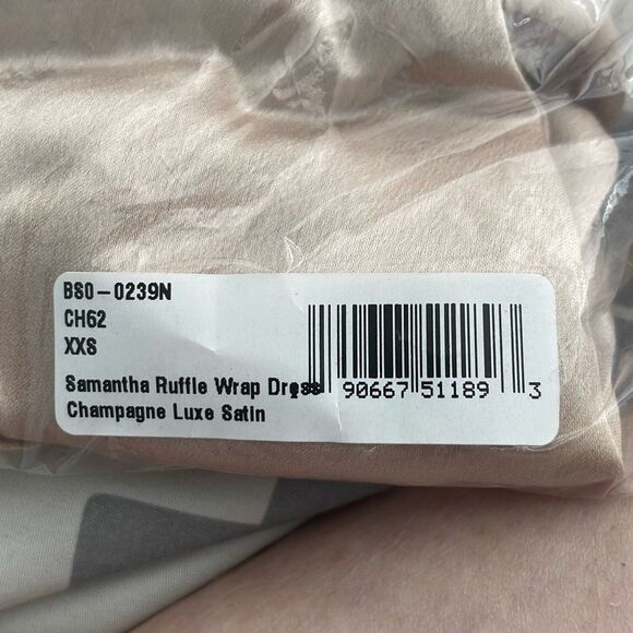 Show Me Your MuMu Samantha Ruffle Wrap Midi Dress Champagne Luxe Satin XXS - Picture 5 of 8
